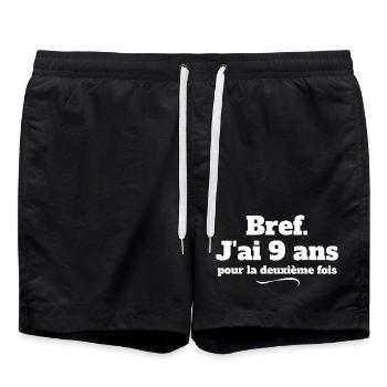 anniversaire, anniversaire 18 ans, majeur, 18 ans - Short de bain - noir - Devant - AI Model Male 185 light (185cm)