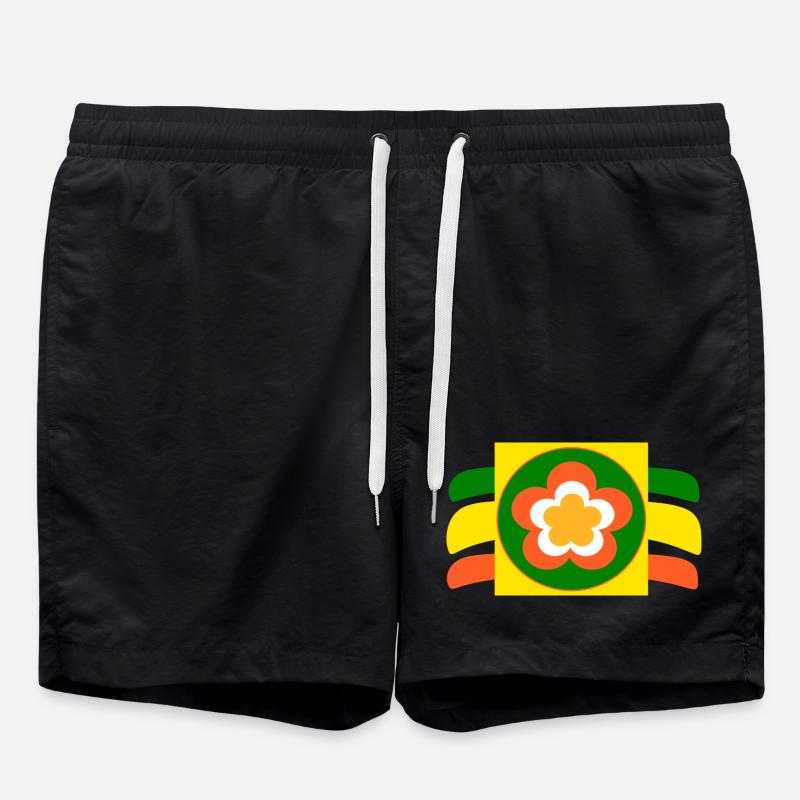 des années 70 fleur fleur - Short de bain - noir