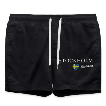 Ich liebe Stockholm, Schweden - Badeshorts - Schwarz - Vorne - AI Model Male 185 light (185cm)