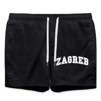ZAGREB Retro Lettering – Croatia Design - Swim Trunks - black - Front - AI Model Male 185 light (185cm)
