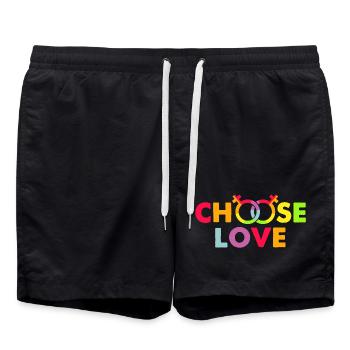 LGBT, rainbow, gay - Swim Trunks - black - Front - AI Model Male 185 light (185cm)