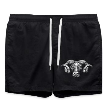Minotaurus / Kopf - Badeshorts - Schwarz - Vorne - AI Model Male 185 light (185cm)