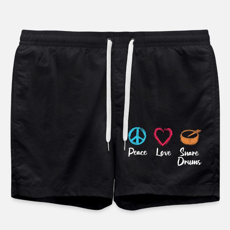 Peace Love Drum - Swim Trunks - black
