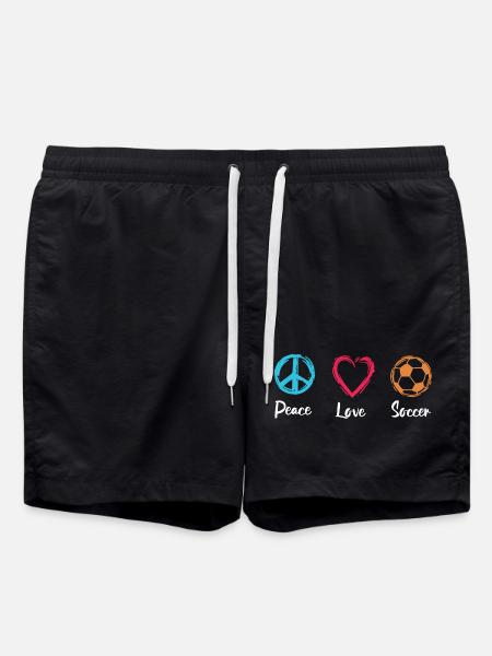 Frieden Liebe Fußball - Badeshorts - Schwarz