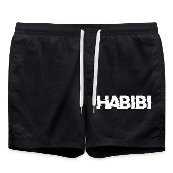 Habibi Schriftzug - Badeshorts - Schwarz - Vorne - AI Model Male 185 light (185cm)