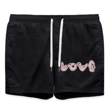 Faultier LOVE Yoga - Badeshorts - Schwarz - Vorne - AI Model Male 185 light (185cm)
