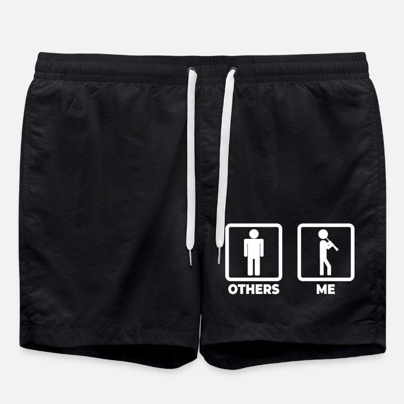 Klarinette Strichmännchen - Badeshorts - Schwarz