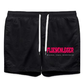 Fliesenleger Design - Badeshorts - Schwarz - Vorne - AI Model Male 185 light (185cm)