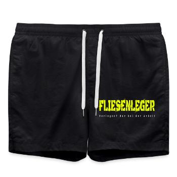 Fliesenleger Design - Badeshorts - Schwarz - Vorne - AI Model Male 185 light (185cm)