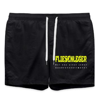 Fliesenleger Design - Badeshorts - Schwarz - Vorne - AI Model Male 185 light (185cm)