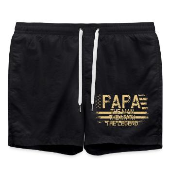 Papa: The Man The Myth The Legend - Swim Trunks - black - Front - AI Model Male 185 light (185cm)