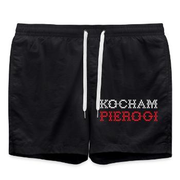 I love pierogies Pierogi Polska Poland flag - Swim Trunks - black - Front - AI Model Male 185 light (185cm)