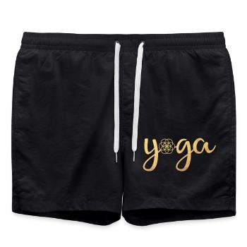 Yoga Yogi Écriture Fleur de Vie Energie om - Short de bain - noir - Devant - AI Model Male 185 light (185cm)