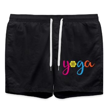 Yoga bunt Blume Lebensblume Flower of Life namaste - Badeshorts - Schwarz - Vorne - AI Model Male 185 light (185cm)