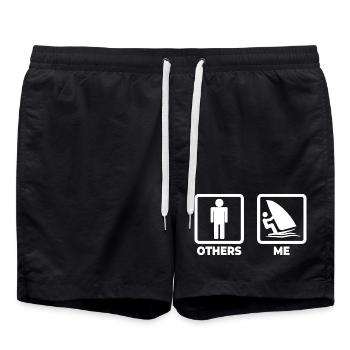 Funny windsurfer - Swim Trunks - black - Front - AI Model Male 185 light (185cm)