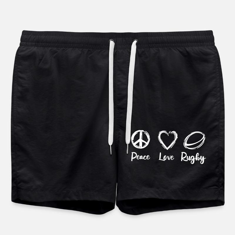 Peace Love Rugby - Swim Trunks - black