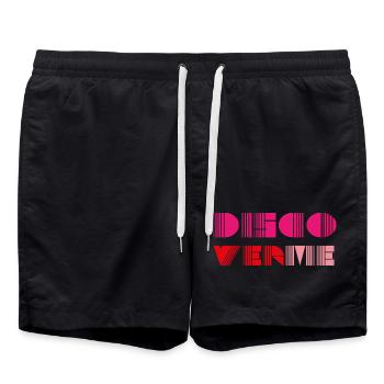 discover me - Geometrische Barcode Pink Typografie - Badeshorts - Schwarz - Vorne - AI Model Male 185 light (185cm)