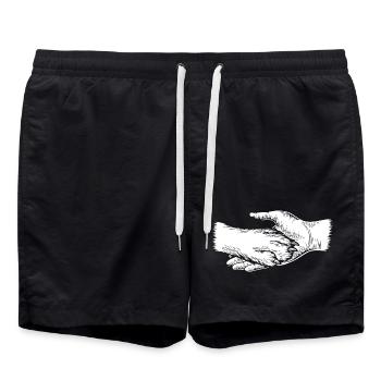 Hund und Herrchen - Hand und Pfote Silhouette - Badeshorts - Schwarz - Vorne - AI Model Male 185 light (185cm)