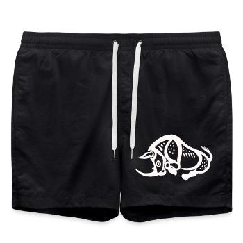 Prähistorisches Nashorn - Weiß - Badeshorts - Schwarz - Vorne - AI Model Male 185 light (185cm)