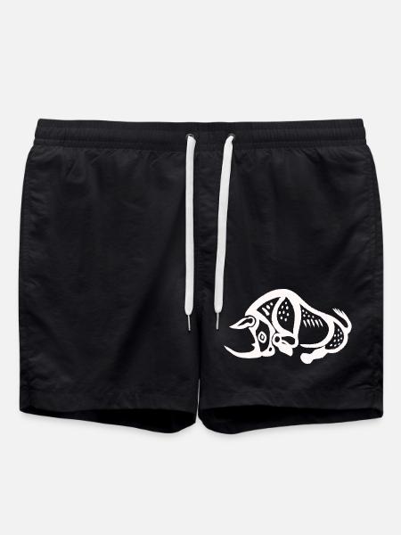Prehistoric Rhino - White - Swim Trunks - black