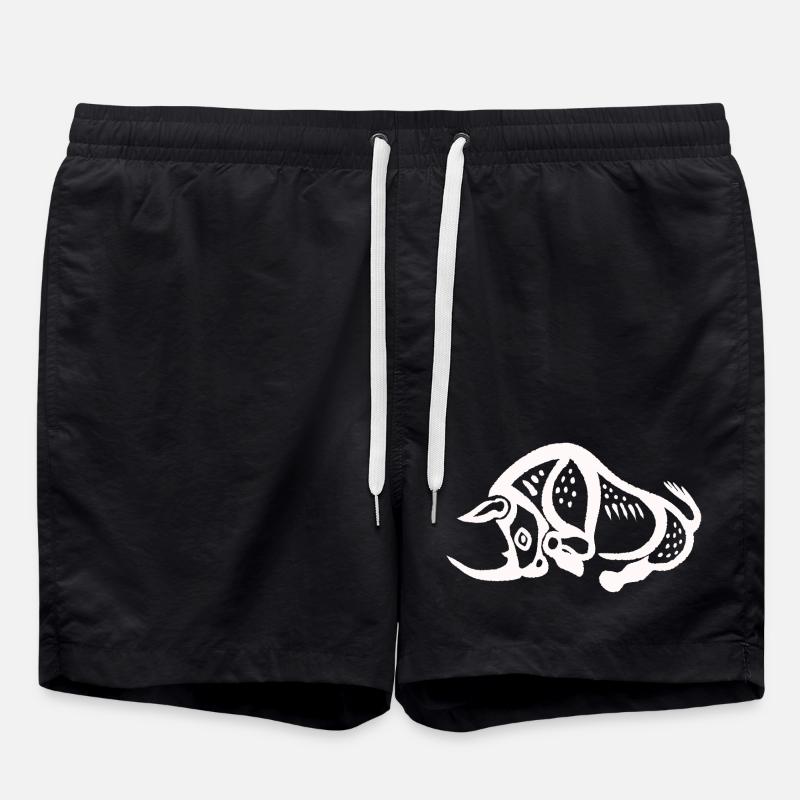 Rhinocéros préhistorique - Blanc - Short de bain - noir