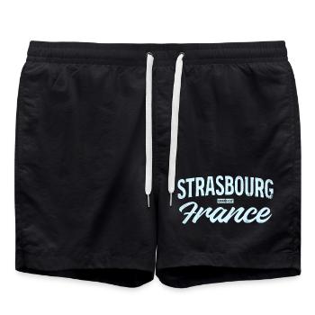 Strasbourg France Vintage Script - Swim Trunks - black - Front - AI Model Male 185 light (185cm)