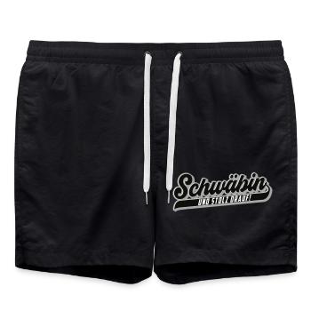 Stolze Schwäbin | Farben änderbar - Badeshorts - Schwarz - Vorne - AI Model Male 185 light (185cm)
