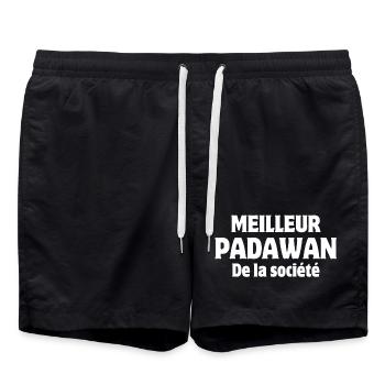 padawan, apprenti, stagiaire - Short de bain - noir - Devant - AI Model Male 185 light (185cm)