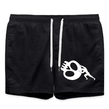The Man Who Repels Death (white) - Swim Trunks - black - Front - AI Model Male 185 light (185cm)