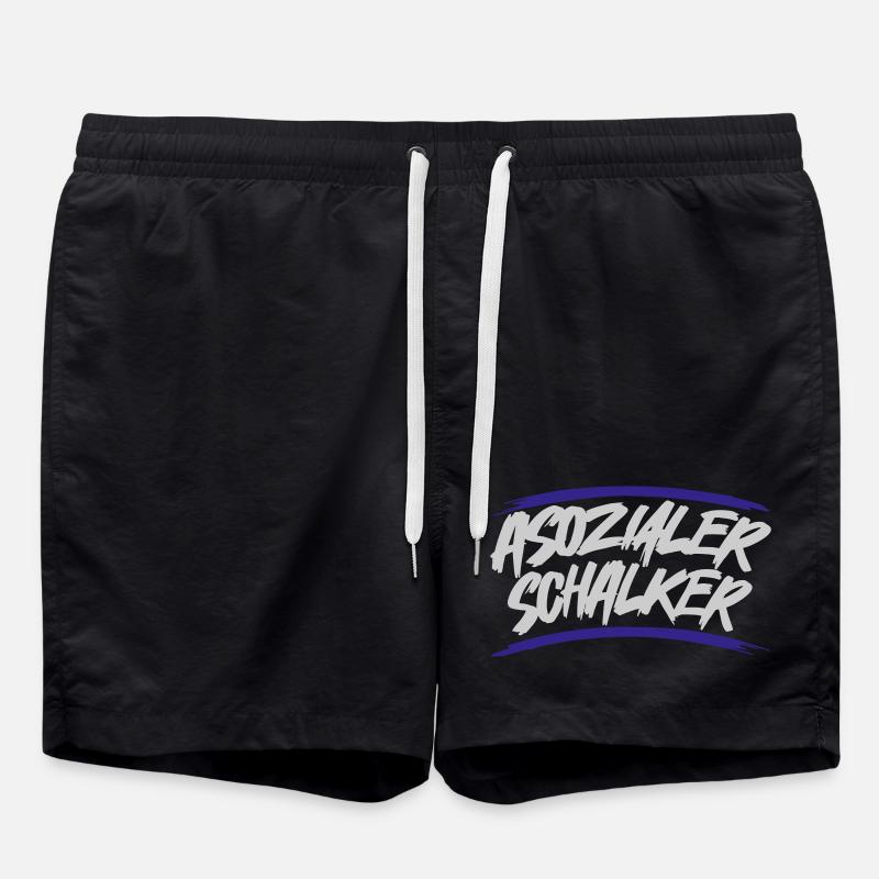 Asozialer Schalker | Gelsenkirchen Schalke - Badeshorts - Schwarz