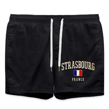 Strasbourg - France flag - Swim Trunks - black - Front - AI Model Male 185 light (185cm)