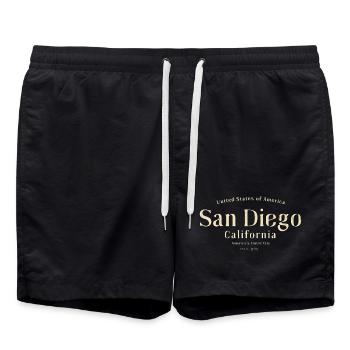 San Diego Lettering - Swim Trunks - black - Front - AI Model Male 185 light (185cm)