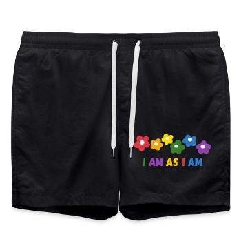 Lebendige Blumenmuster mit Motiv  - Badeshorts - Schwarz - Vorne - AI Model Male 185 light (185cm)