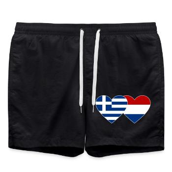 Grèce Hollande Flag Heart - Short de bain - noir - Devant - AI Model Male 185 light (185cm)