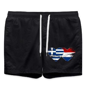 Grèce Drapeau hollandais coeur utilisé - Short de bain - noir - Devant - AI Model Male 185 light (185cm)