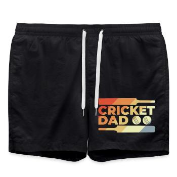 Lustige Cricket Papa - Badeshorts - Schwarz - Vorne - AI Model Male 185 light (185cm)