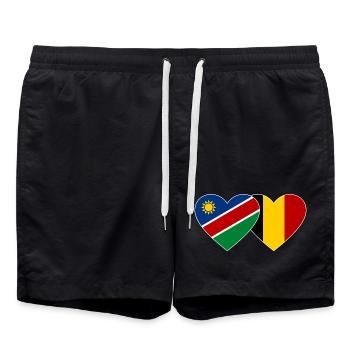 Namibia Belgium Flag Heart - Swim Trunks - black - Front - AI Model Male 185 light (185cm)