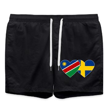 Namibia Sweden Flag Heart - Swim Trunks - black - Front - AI Model Male 185 light (185cm)