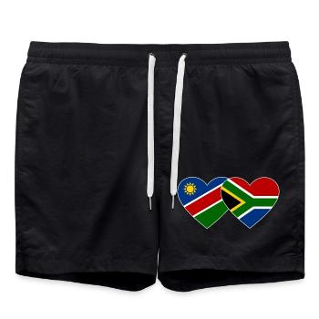 Namibia South Africa Flag Heart - Swim Trunks - black - Front - AI Model Male 185 light (185cm)