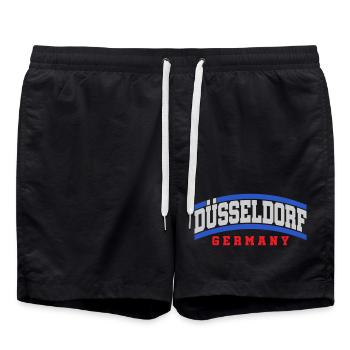 Dusseldorf City Text Font | Colors changeable - Swim Trunks - black - Front - AI Model Male 185 light (185cm)