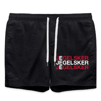 I LOVE DENMARK Denmark flag - Swim Trunks - black - Front - AI Model Male 185 light (185cm)