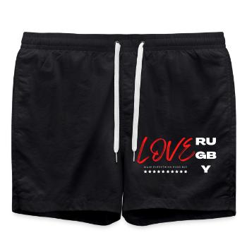 love rugby- I love rugby - Rugby is life - Swim Trunks - black - Front - AI Model Male 185 light (185cm)
