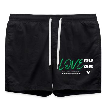 Love rugby green - Swim Trunks - black - Front - AI Model Male 185 light (185cm)