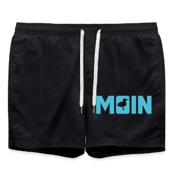 Moin Möwe coole Sprüche Küste Nordsee Meer Fan - Badeshorts - Schwarz - Vorne - AI Model Male 185 light (185cm)