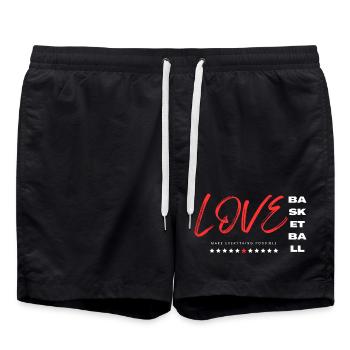 Love basketball red - Swim Trunks - black - Front - AI Model Male 185 light (185cm)