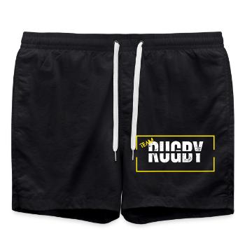 Team rugby yellow - Swim Trunks - black - Front - AI Model Male 185 light (185cm)