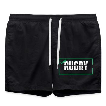 Team rugby green - Swim Trunks - black - Front - AI Model Male 185 light (185cm)