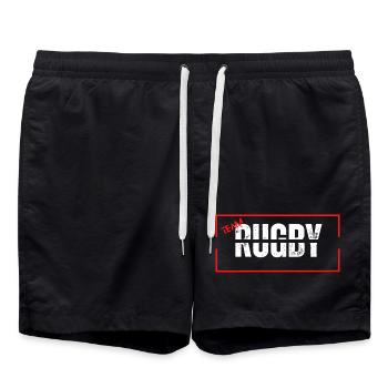 Team rugby red - Swim Trunks - black - Front - AI Model Male 185 light (185cm)