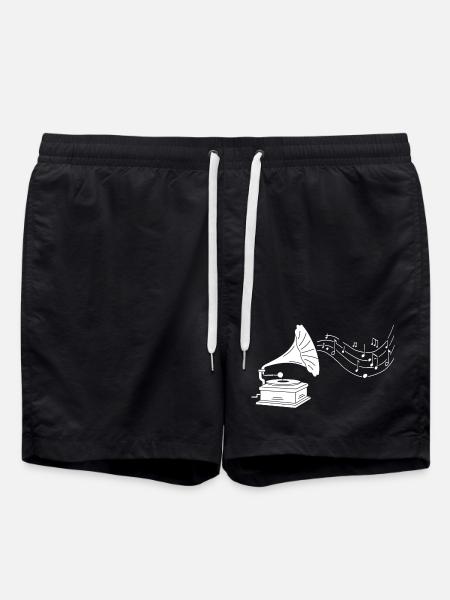 White gramophone and music - Swim Trunks - black