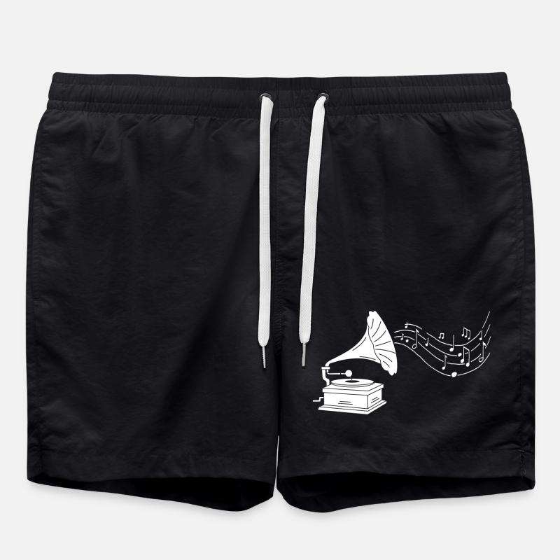 White gramophone and music - Swim Trunks - black